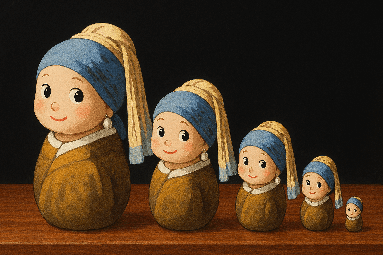 Cute Chibi Matryoshka Dolls (Girl with a Pearl Earring)